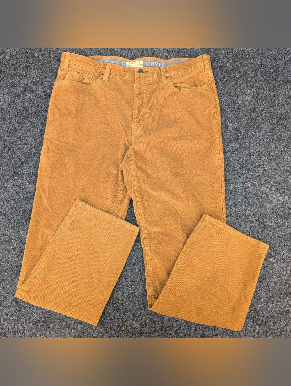 Orvis 1856 Pants Mens 38x32 Brown Wide Wale Corduroy 5 Pocket Straight Stretch